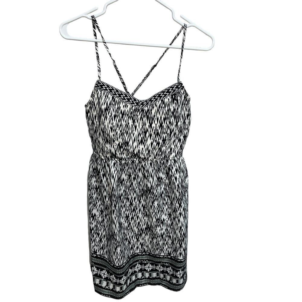 Three Pink Hearts Black White Criss Cross Dress M